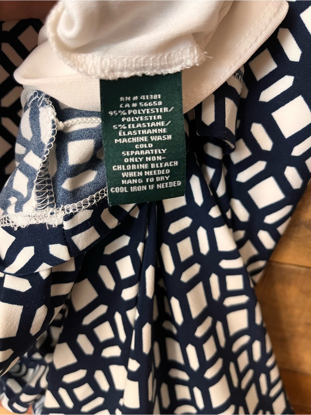 Ralph Lauren Navy & White Geometric Twist-Waist Midi Dress - Picture 7 of 7